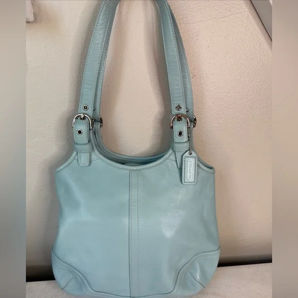 Coach Vtg Soho Soft Blue Leather Shoulder Hobo Bag 4983 Classic Purse 2003 Y2K - Picture 1 of 14